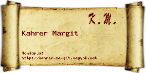 Kahrer Margit névjegykártya